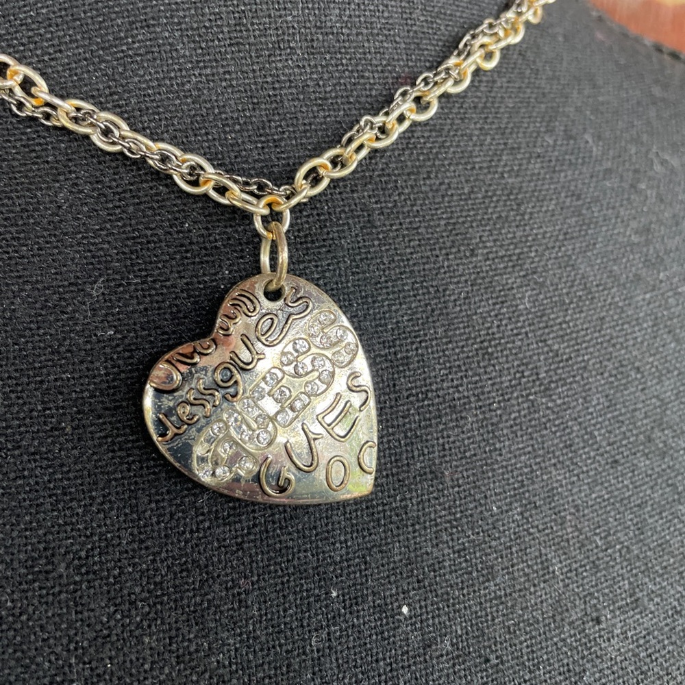 Guess Silver Pendant Choker Necklace